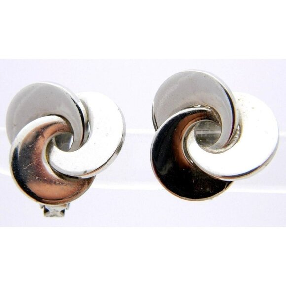 Vintage MARINO Silver Tone Clip Earrings - Picture 1 of 4